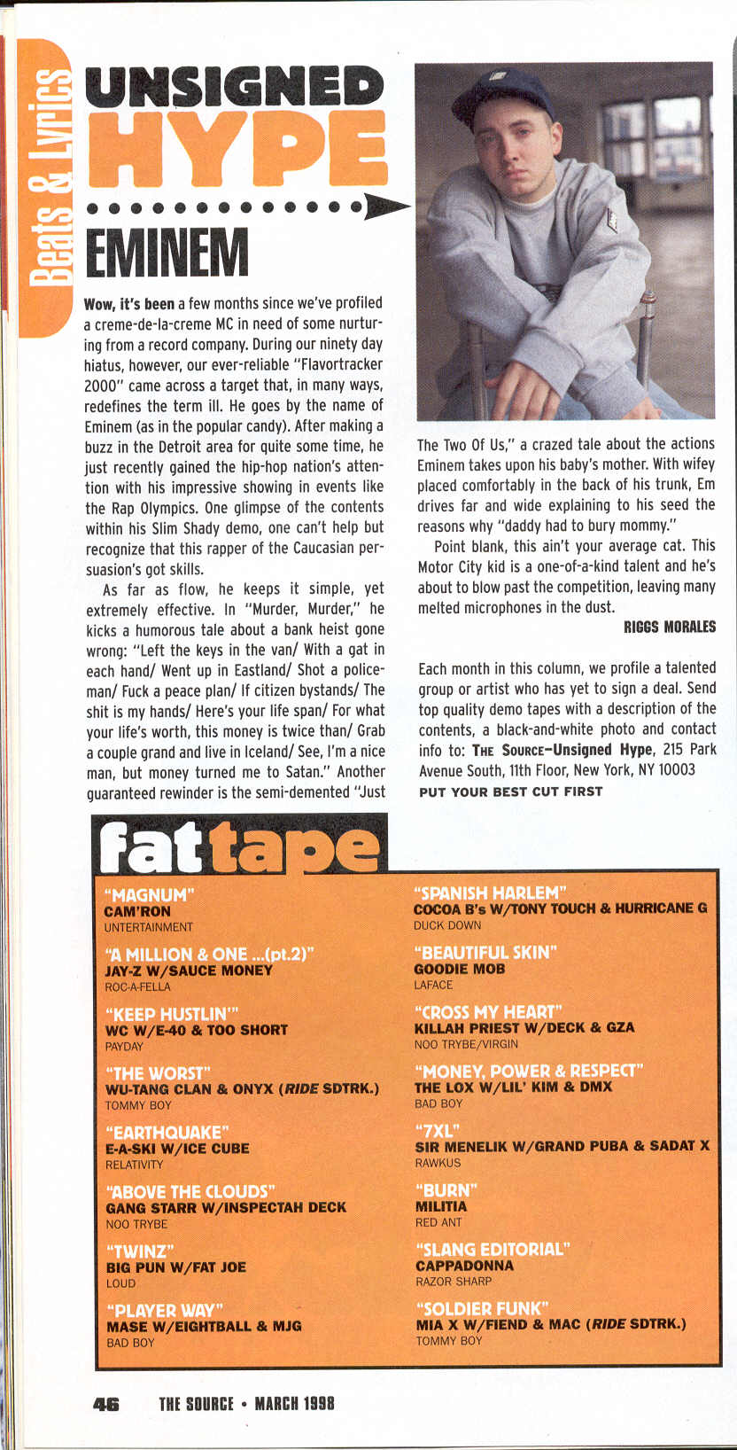 Eminem in The Source - Unsigned Hype