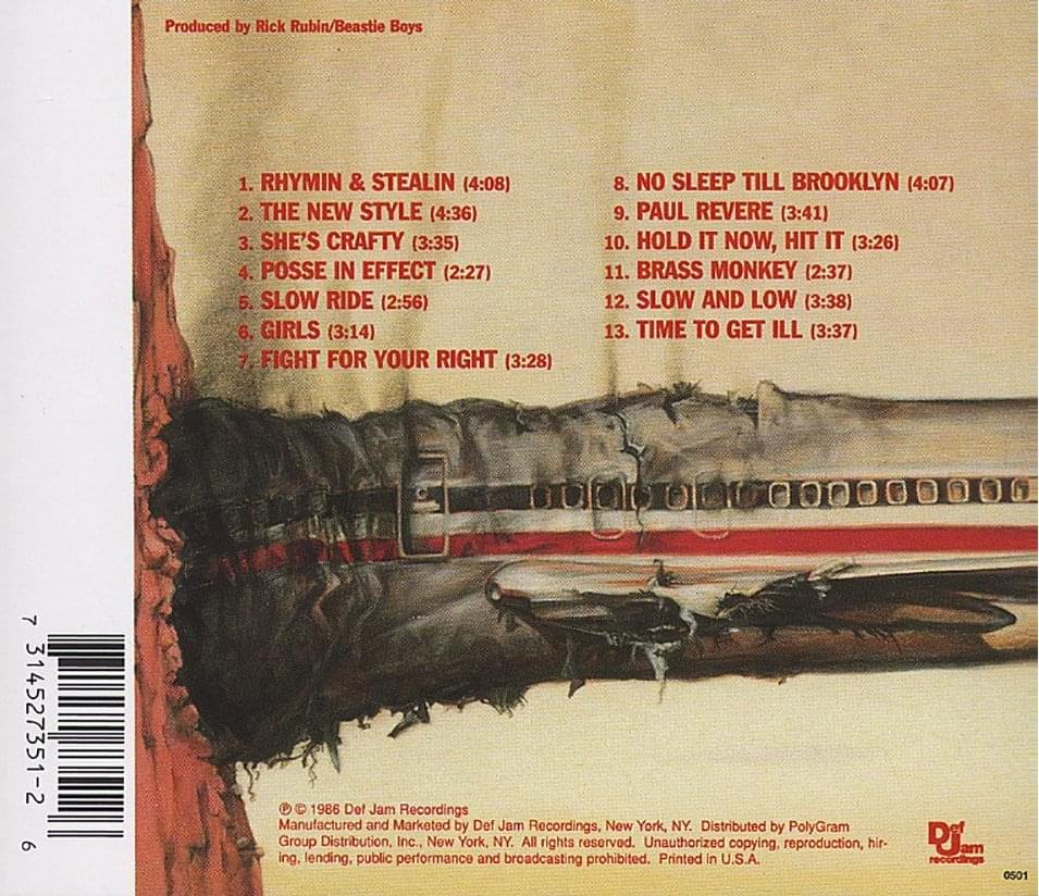 Eminem Kamikaze vs Beastie Boys License to Ill back album cover