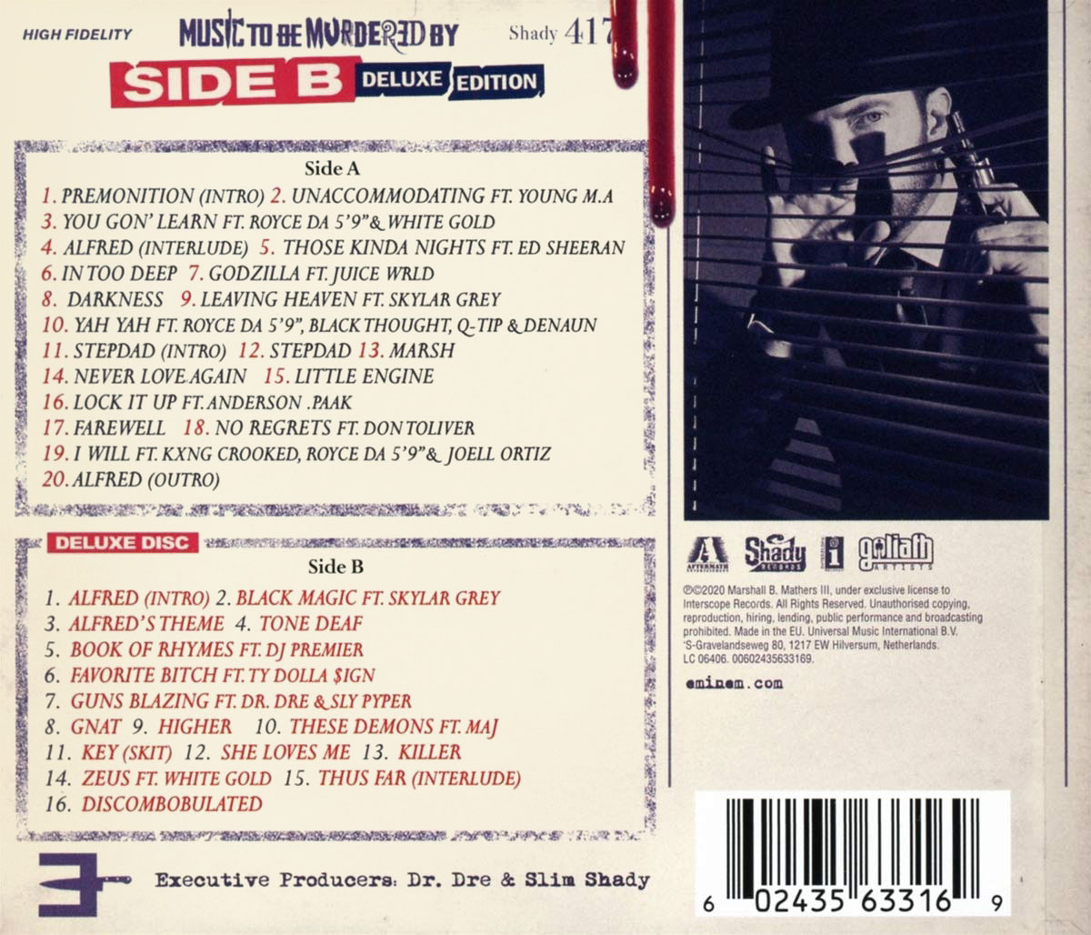 Eminem Music to Be Murdered By Side B Deluxe Edition album cover back side