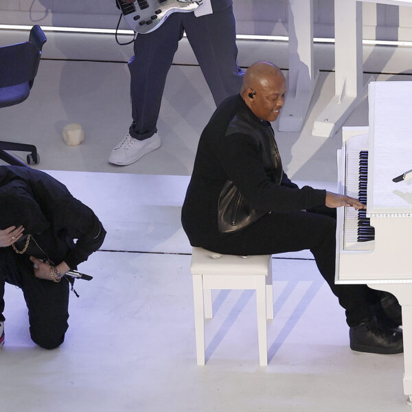 Eminem takes a knee during NFL Super Bowl LVI halftime show