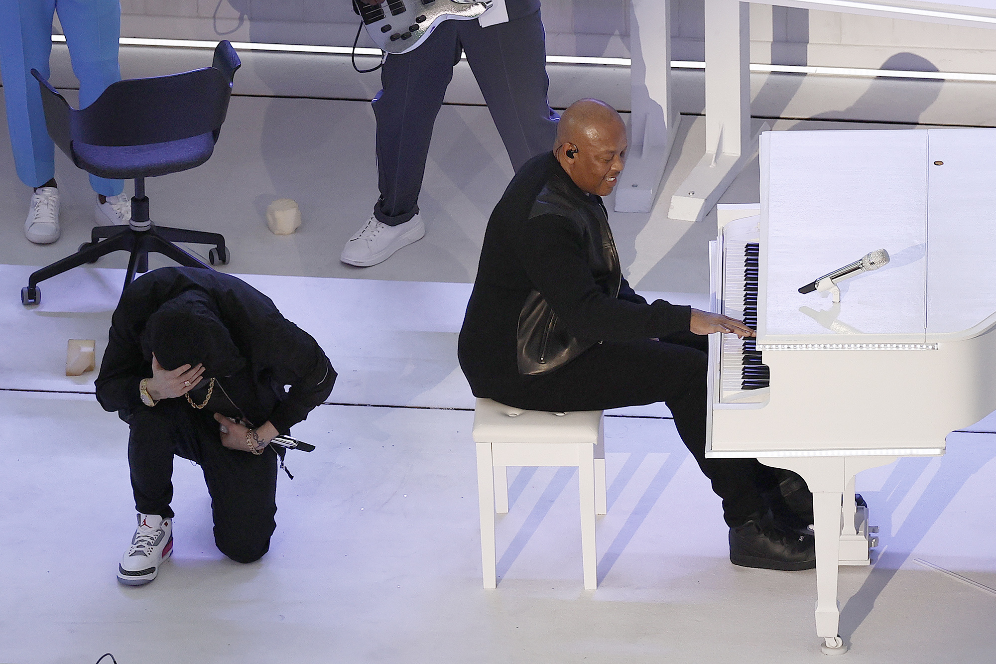 Eminem takes a knee during NFL Super Bowl LVI halftime show