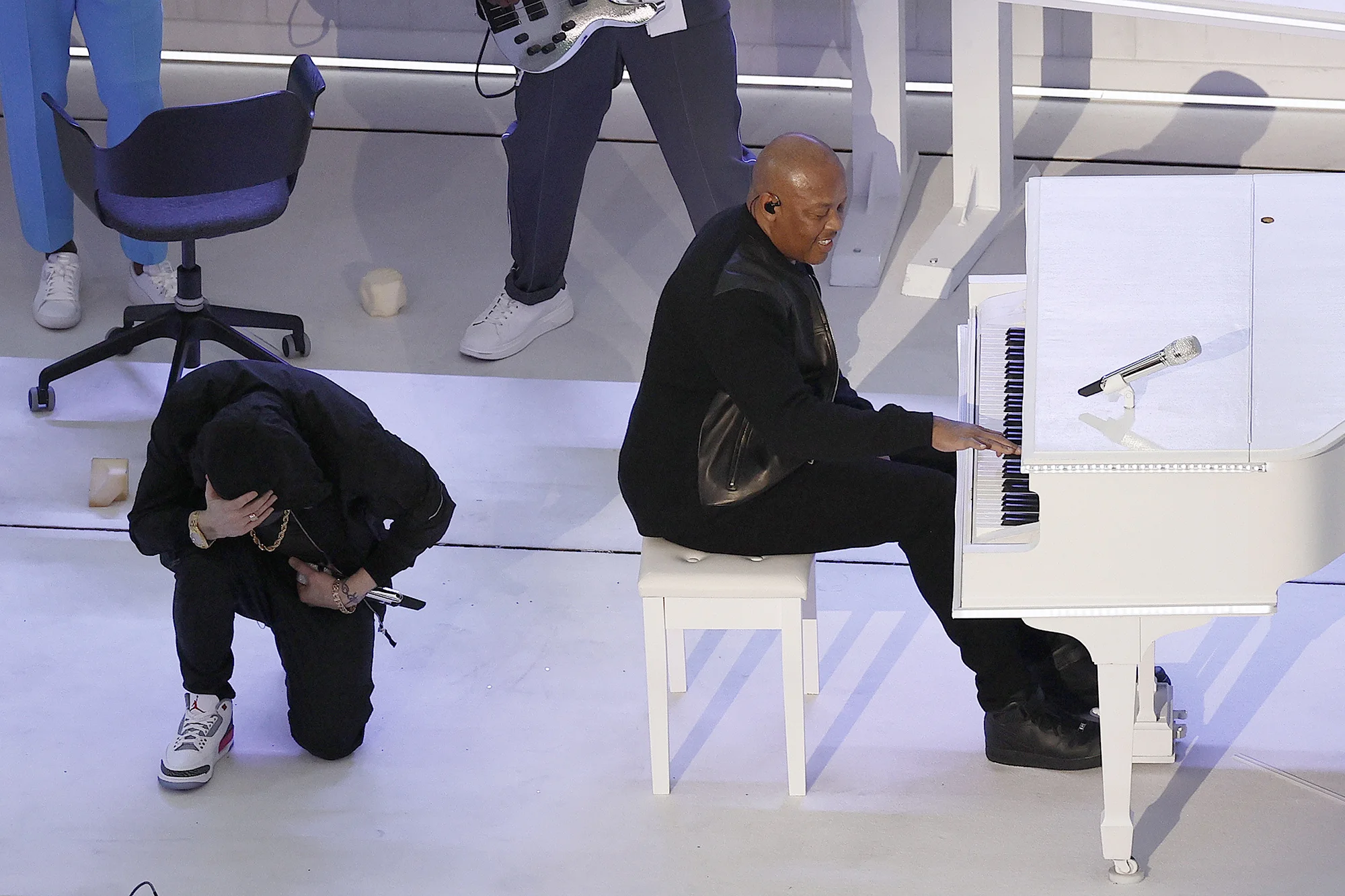 Eminem takes a knee during NFL Super Bowl LVI halftime show