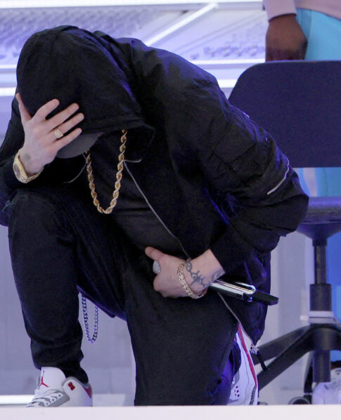 Eminem takes a knee during NFL Super Bowl LVI halftime show