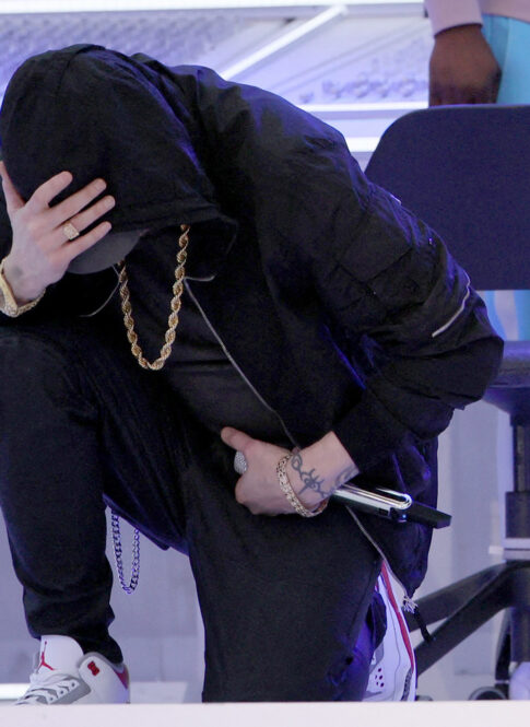 Eminem takes a knee during NFL Super Bowl LVI halftime show