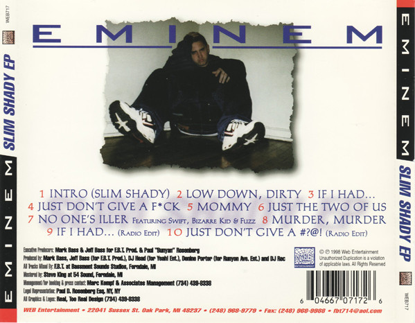 Eminem - The Slim Shady EP album back cover