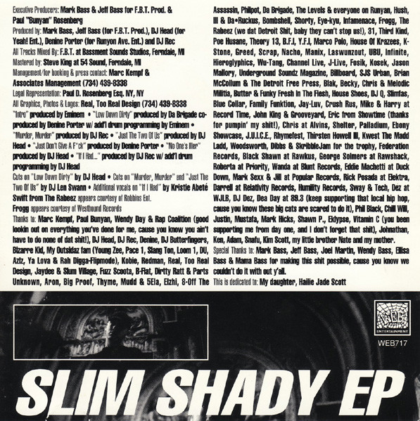 Eminem - The Slim Shady EP album cover inside